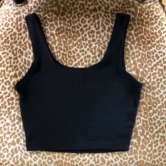 Perpetual Motion Tops - Perpetual Motion Scoop Neck Crop Top Black
